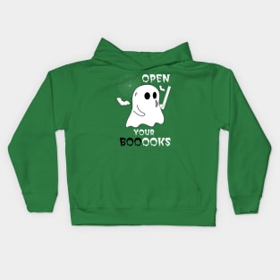 Boo Boo Crew Teacher Ghost Holding Ruler Funny Halloween - Open Your Booooks - Teacher Gift Kids Hoodie